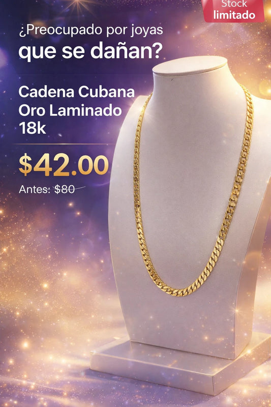 Cadena Cubana Oro Laminado 18K