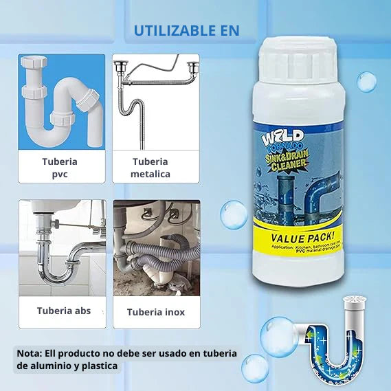 WildTornado® ¡LIMPIEZA PROFESIONAL DE FREGADEROS Y DESAGÜES!