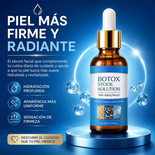 BOTOX STOCK SOLUTION™ Dale a tu piel una apariencia más suave, hidratada y radiante todos los días.