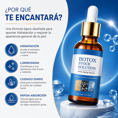 BOTOX STOCK SOLUTION™ Dale a tu piel una apariencia más suave, hidratada y radiante todos los días.