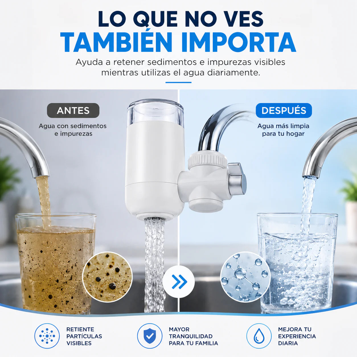 WaterPurifier™ Convierte tu grifo en una fuente de agua más limpia para tu día a día