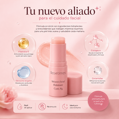 Rosetimes® Pack x2 | Bálsamo Facial Hidratante en Stick para una Piel Suave, Luminosa y Radiante Cada Mañana