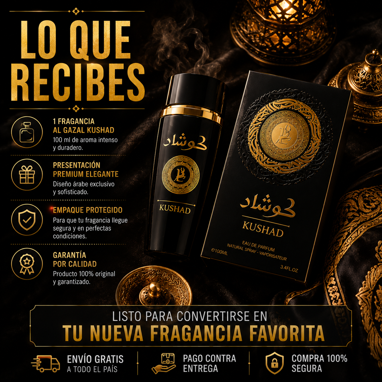 AL GAZAL Kushad™ — Fragancia Árabe Masculina Intensa y Elegante
