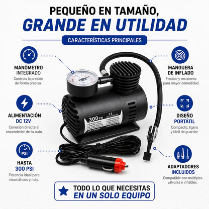Mini Compresor de Aire 12V - Mantén tus llantas listas para el camino en cualquier momento