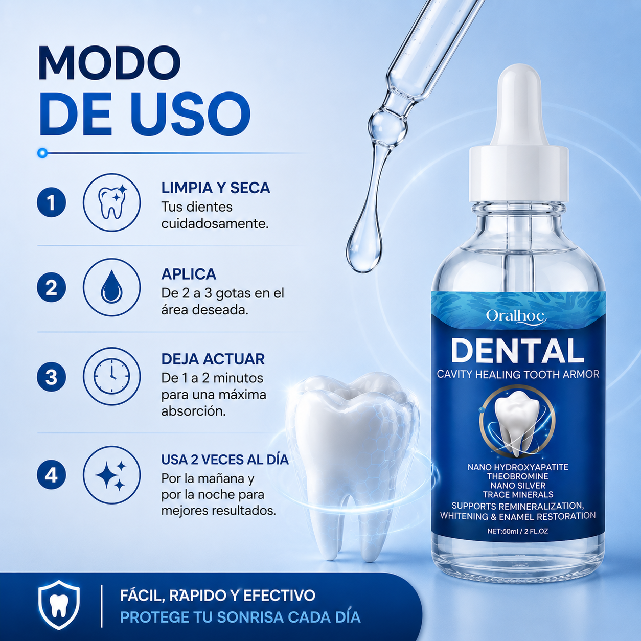 Dental Armor™ | Sérum Remineralizante para un Esmalte Más Fuerte y una Sonrisa Más Saludable