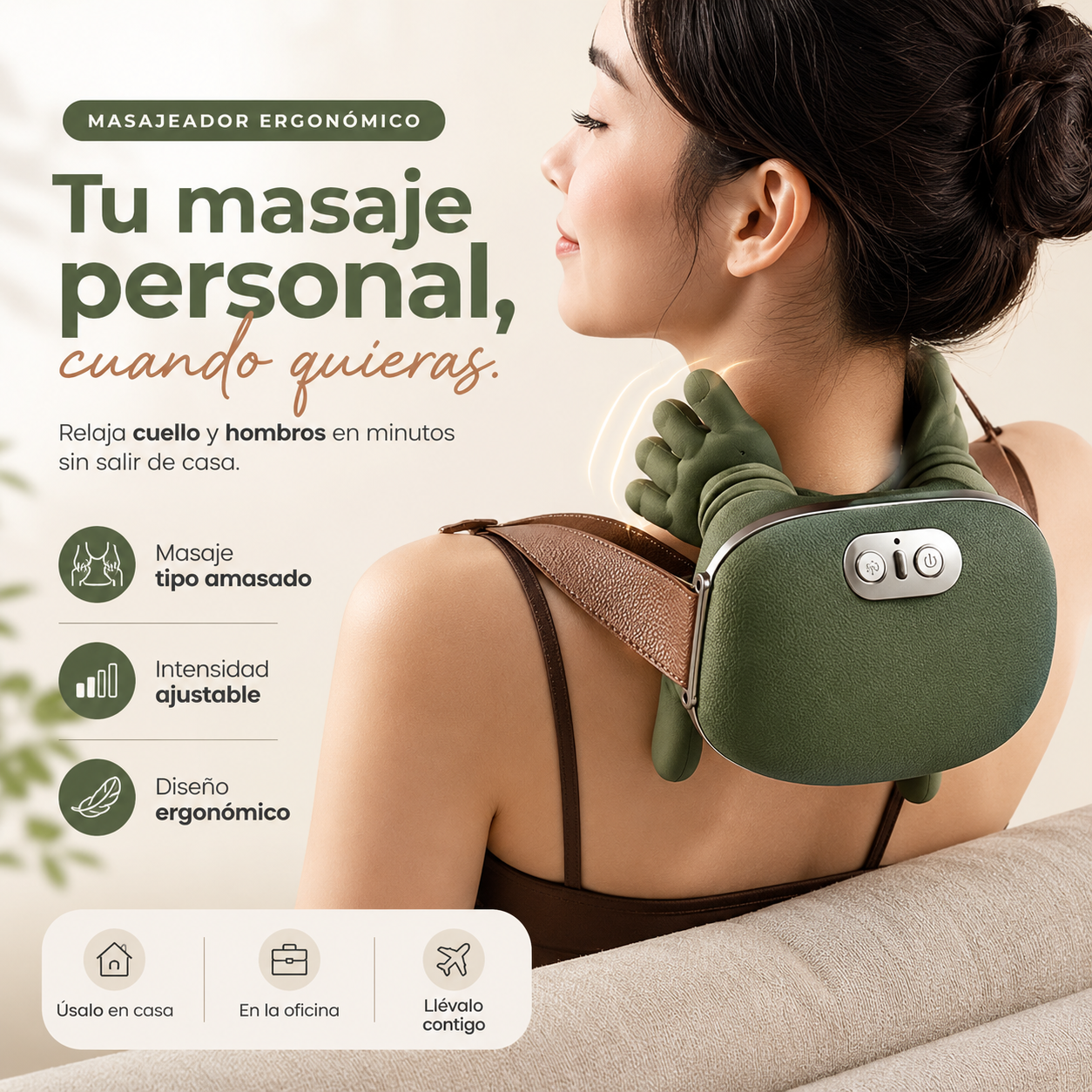 Masajeador Ergonómico de Cuello y Hombros | Relájate en Solo Minutos, Donde Quieras