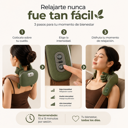 Masajeador Ergonómico de Cuello y Hombros | Relájate en Solo Minutos, Donde Quieras