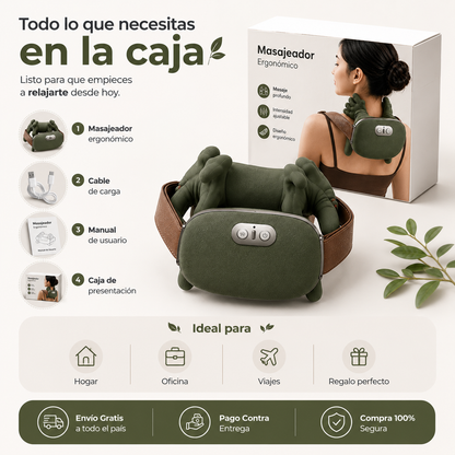 Masajeador Ergonómico de Cuello y Hombros | Relájate en Solo Minutos, Donde Quieras