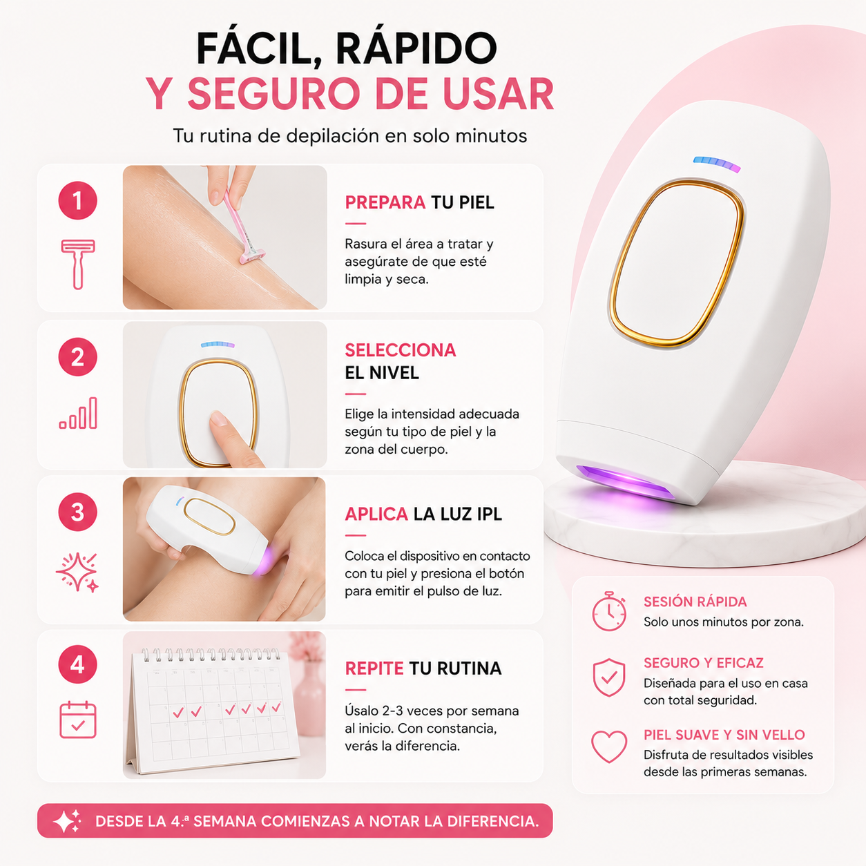 DEPILADORA IPL LASER - Nunca fue tan rápido, fácil y sencillo depilarse en casa