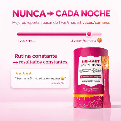 SHE-Lajit Honey Sticks™ | Miel Premium con Ingredientes Botánicos para Tu Rutina de Bienestar